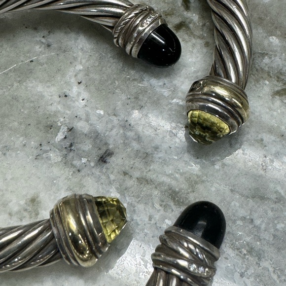 David Yurman Cable Bracelet 7mm Size small Onyx and Diamond - Picture 13 of 16